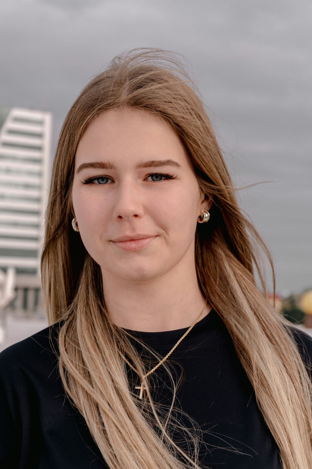 Studio headshot of a young Danish female intern journalist in her 20s