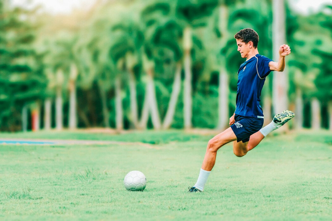 young players training soccer